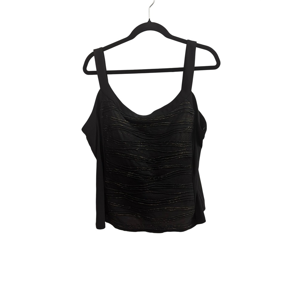 Tank Top Metallic‎ Y2K R&M Richards Womens XL Black Gold Textured Sleeveless